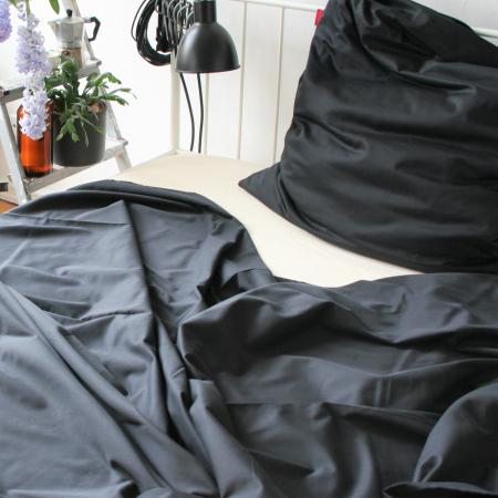 Bettlaken Betttuch Bio Baumwolle Satin Pure Black schwarz Schlafzimmer Stil